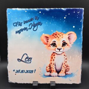Gedenkplatte, Schiefertafel, Schieferplatte Sternenkind personalisiert, Trauergeschenk mit Daten und Foto Erinnerung Sternenbaby, wetterfest
