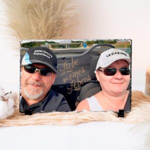 Schiefertafel, Schieferplatte, Erinnerungstafel, Grabschmuck, Grabstein, Grabdeko, personalisiert, Foto und Wunschtext, wetterfest