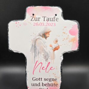 Schieferkreuz zur Erinnerung – Kommunion, Taufe, Geburt, Sternenkind | personalisiert |