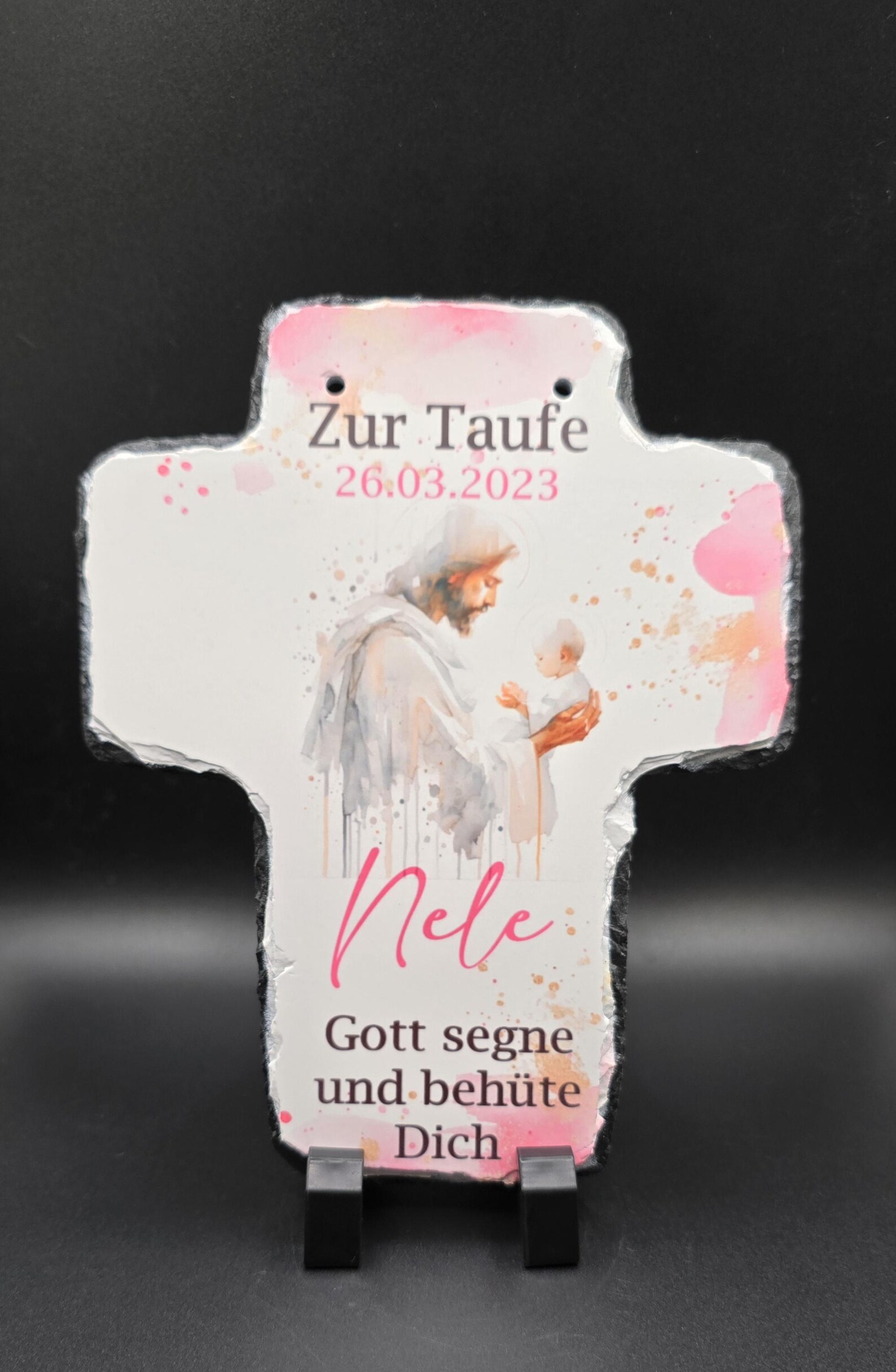 Schieferkreuz zur Erinnerung – Kommunion, Taufe, Geburt, Sternenkind | personalisiert |