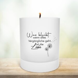 Erinnerungsteelichthalter aus Glas | Gedenklicht | Trauergeschenk Andenken