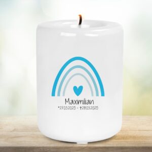 Erinnerungsteelicht aus Keramik | Gedenklicht | Trauergeschenk Andenken | Keramikteelichthalter | personalisiert | Sternenkindlicht | Taufe