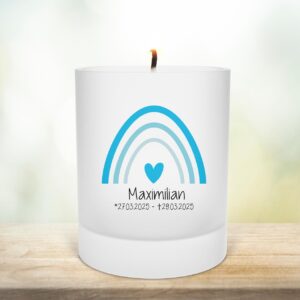 Erinnerungsteelicht aus Glas | Gedenklicht | Trauergeschenk Andenken | Sternenkindlicht | Taufe