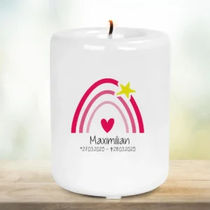 Erinnerungsteelicht aus Keramik | Gedenklicht | Trauergeschenk Andenken | Keramikteelichthalter | personalisiert | Sternenkindlicht | Taufe