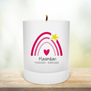 Erinnerungsteelicht aus Glas | Gedenklicht | Trauergeschenk Andenken | Sternenkindlicht | Taufe