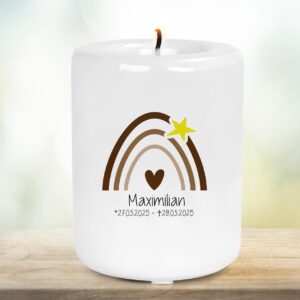 Erinnerungsteelicht aus Keramik | Gedenklicht | Trauergeschenk Andenken | Keramikteelichthalter | personalisiert | Sternenkindlicht | Taufe