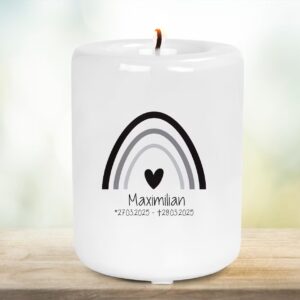 Erinnerungsteelicht aus Keramik | Gedenklicht | Trauergeschenk Andenken | Keramikteelichthalter | personalisiert | Sternenkindlicht | Taufe