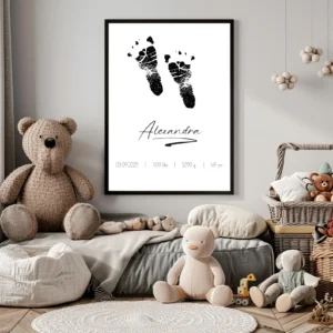 Sternenkind Gedenkbild mit Hand- & Fußabdruck | Erinnerungsposter personalisiert | Trauergeschenk Baby | A4/A3 mit Rahmen oder digital