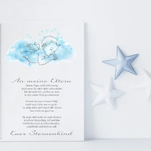 Sternenkind Bild Engel auf Wolke mit Gedicht – Digitaler Download – Erinnerung an verlorenes Baby – Trostgeschenk für Eltern