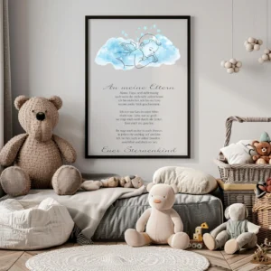 Sternenkind Bild Engel auf Wolke mit Gedicht – Digitaler Download – Erinnerung an verlorenes Baby – Trostgeschenk für Eltern