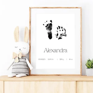 Sternenkind Gedenkbild mit Hand- & Fußabdruck | Erinnerungsposter personalisiert | Trauergeschenk Baby | A4/A3 mit Rahmen oder digital