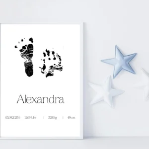 Sternenkind Gedenkbild mit Hand- & Fußabdruck | Erinnerungsposter personalisiert | Trauergeschenk Baby | A4/A3 mit Rahmen oder digital