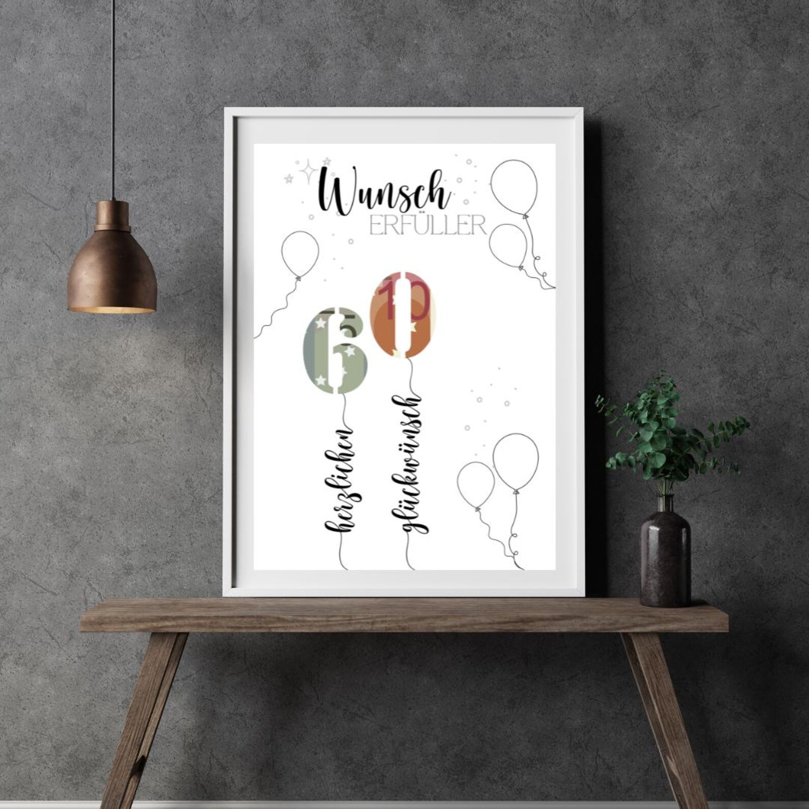 Geldgeschenk 60. Geburtstag PDF – Vorlage zum Ausdrucken – Last-Minute Geschenkidee – DIY Druckvorlage – Digitaler Download A4 – Bild 4