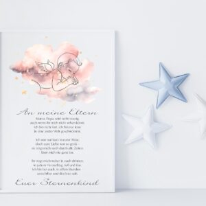 Sternenkind Bild Engel auf Wolke mit Gedicht – Digitaler Download – Erinnerung an verlorenes Baby – Trostgeschenk für Eltern