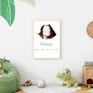 Ultraschallbild Poster personalisiert – Geburtsdaten Baby – Geschenk Geburt – Schwangerschaftsverkündung – Geburtstafel