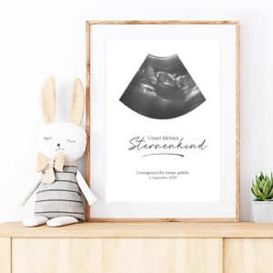 Sternenkind Poster mit Ultraschallbild – personalisiertes Andenken – Gedenkbild mit Name & Datum – Babyverlust Erinnerung